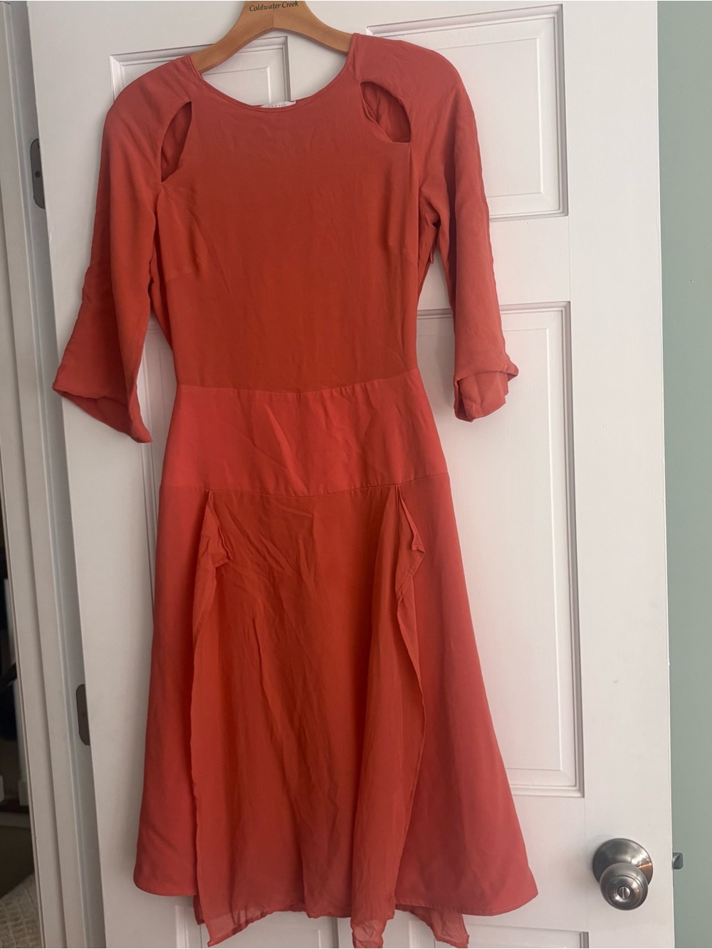 Intropia Cut Out Coral Rusty Dress Size 36
